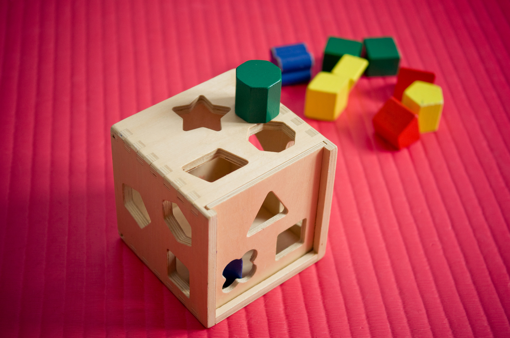 wooden shape sorter.